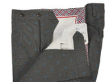 LBM 1911 Trousers 32, Mid grey blue bullseye Flat front Tailored fit Wool