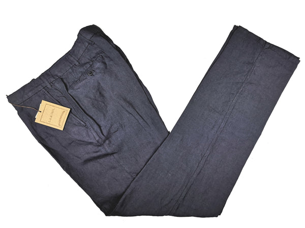 LBM 1911 Trousers 37/38, Washed navy blue Flat front Straight fit Pure linen