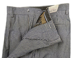 LBM 1911 Trousers 34, Ink blue/white striped seersucker Pleated front Tailored fit Cotton blend
