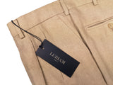 Luigi Bianchi Lubiam Trousers 34, Sand Pleated front Relaxed fit Linen