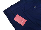 Luigi Bianchi Trousers 32, Bright navy blue Flat front Sim fit Cotton