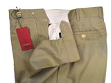 Luigi Bianchi Trousers 36, Greenish beige Flat front Relaxed fit Cotton