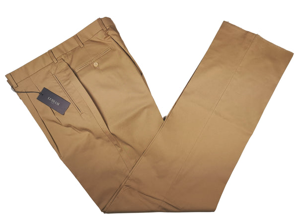 Luigi Bianchi Lubiam Trousers 36, Camel tan Pleated front Relaxed fit Cotton