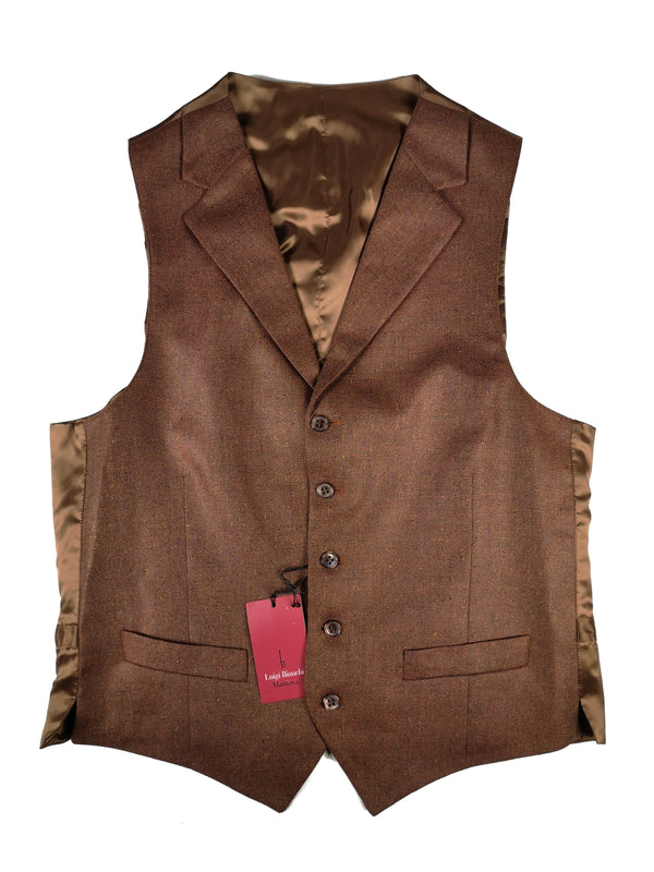 Luigi Bianchi Vest Medium/40R - Slightly Irregular, Dark golden brown donegal Wool/Silk