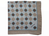 Marinella Pochette, Beige & light blue medallion pattern, pure silk