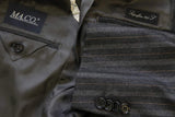 Caruso/MaCo Suit: 39R/40R, Charcoal grey with tan/grey stripes, 3-button, 120's wool flannel