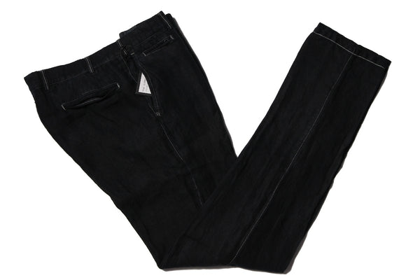 Marco Pescarolo Trousers: 36, Dark navy blue Flat front Wool/Linen/Silk