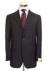 Pal Zileri Sartoriale Suit 41R/42R Dark charcoal with red/tan stripes 3-button wool/cashmere