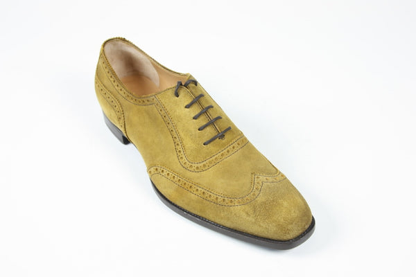 Sutor Mantellassi Shoes, Yellow sand suede wingtip oxford