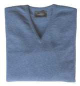 The Wardrobe Sweater, Sky blue, v-neck, pure lambswool
