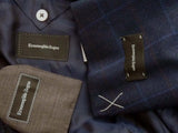 Zegna Sport Coat 46R 2-Button Blue Plaid Pure Wool