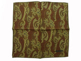 Zegna Pocket Square: Muted brown & light olive paisley, pure silk