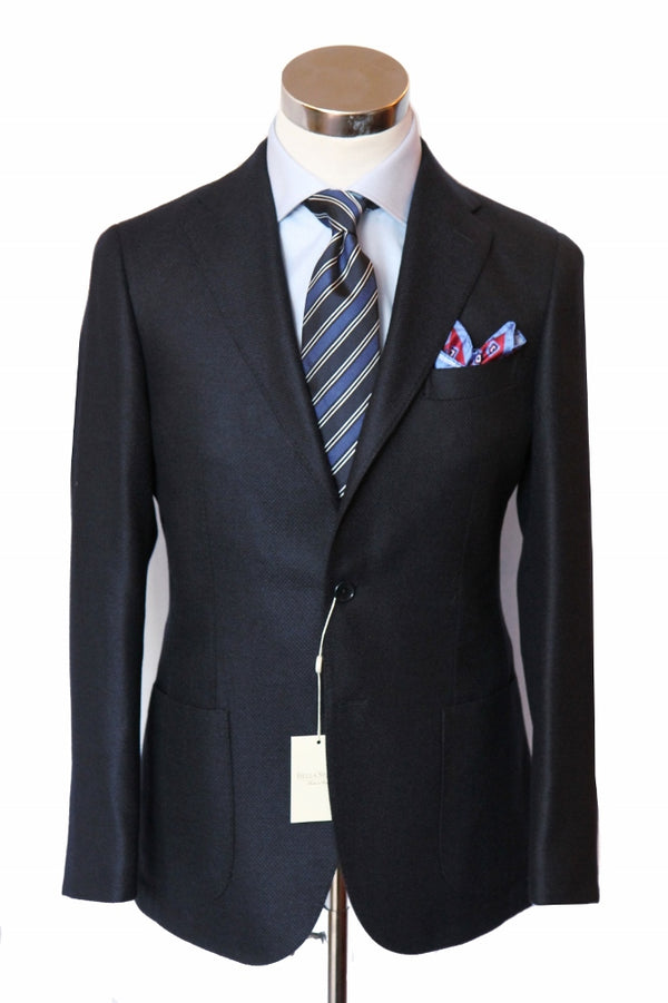 Bella Spalla Sport Coat: Navy Weave 2-button Loro Piana wool/silk/cashmere