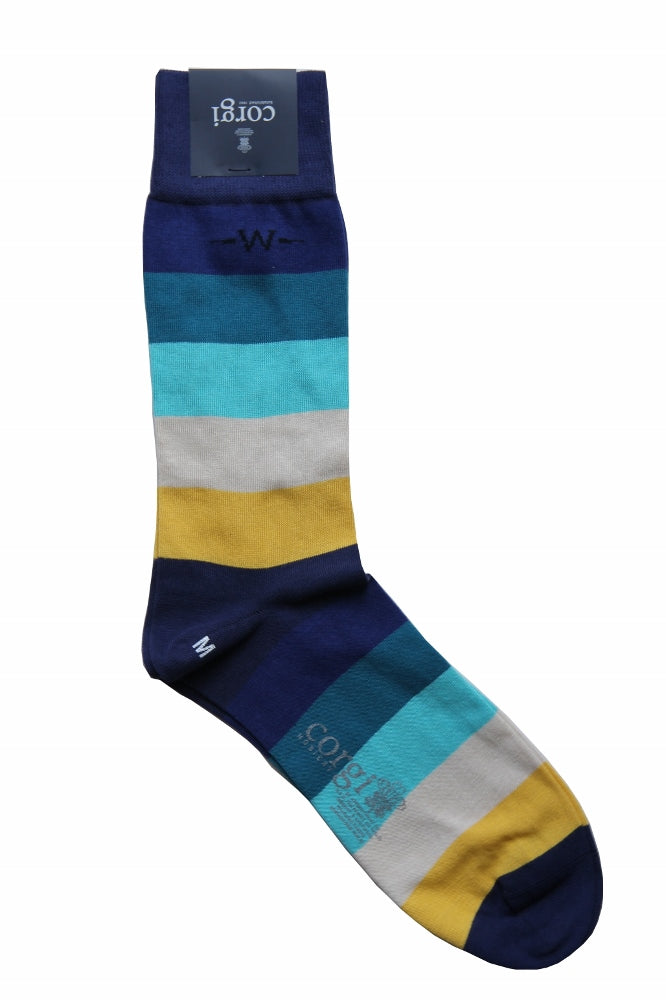 The Wardrobe Corgi Socks Seaside stripe cotton blend M
