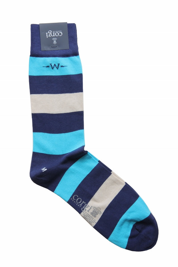 The Wardrobe Corgi Socks Nautical stripe cotton blend M – eHABERDASHER