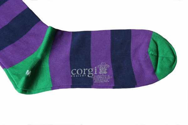 The Wardrobe Corgi Socks Wimbledon Purple stripe cotton blend M