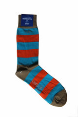 The Wardrobe Corgi Socks Blue/Copper stripe cotton blend M