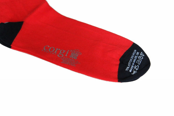 The Wardrobe Corgi Socks Red Navy Heel cotton blend M