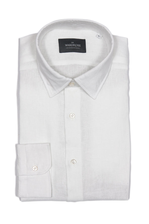 The Wardrobe Shirt White point collar Pure linen- Cordone 1956