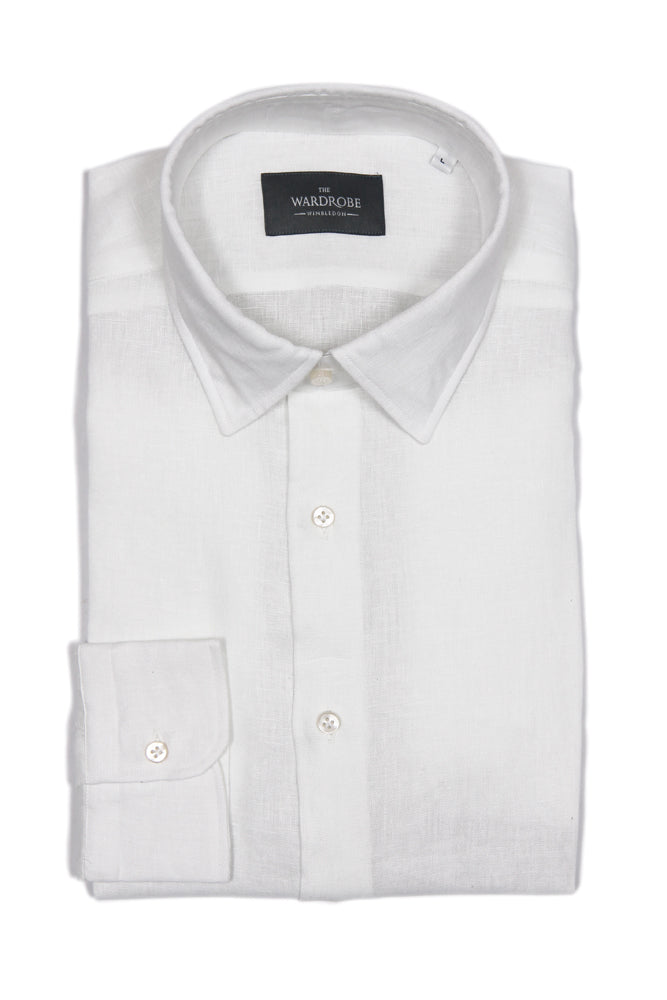 The Wardrobe Shirt White point collar Pure linen- Cordone 1956