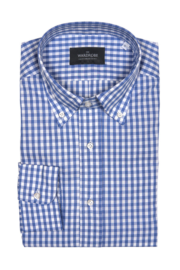 The Wardrobe Shirt Sky Bue/White check button down collar Pure cotton - Cordone 1956