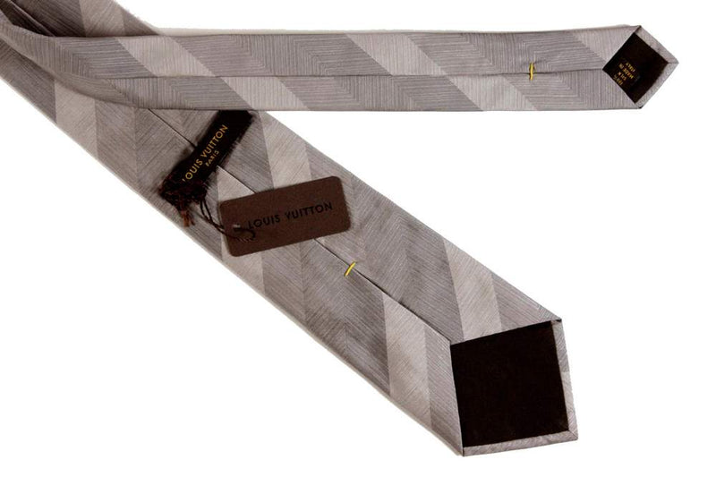 Louis Vuitton Tie Light Pale Grey Striped Tie