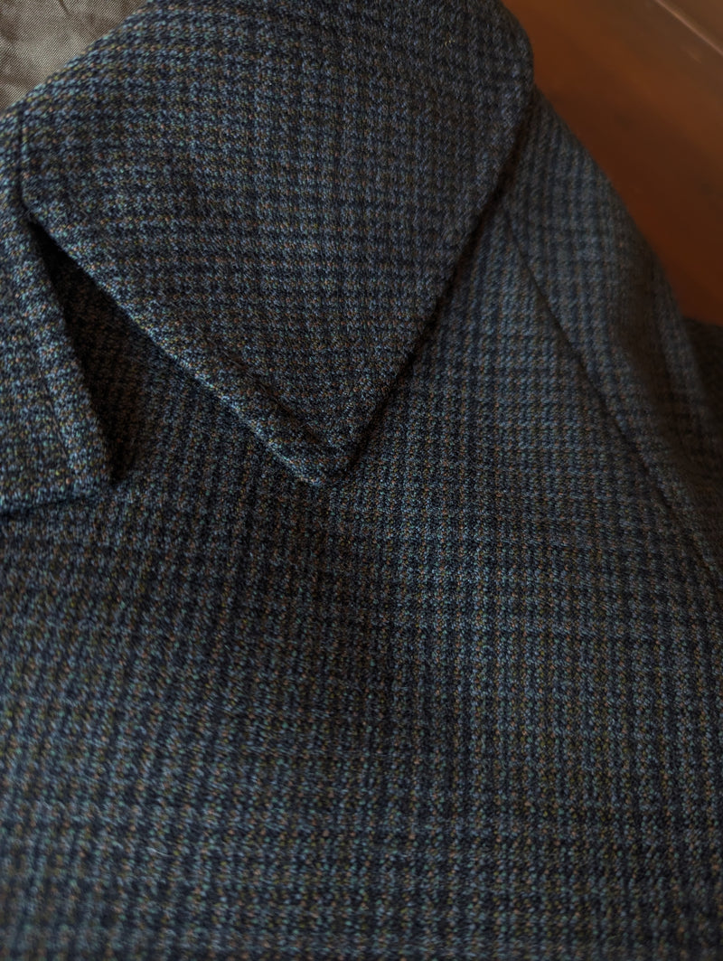 Vintage Dunn & Co. Raglan Coat XXL/46 Dark Greenish Grey Plaid 3-button pure wool