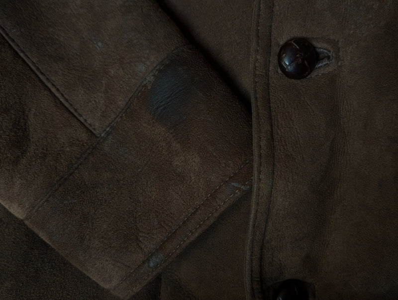 Vintage Baily's Leather Lamb Shearling Coat XL/XXL Brown 3-Button
