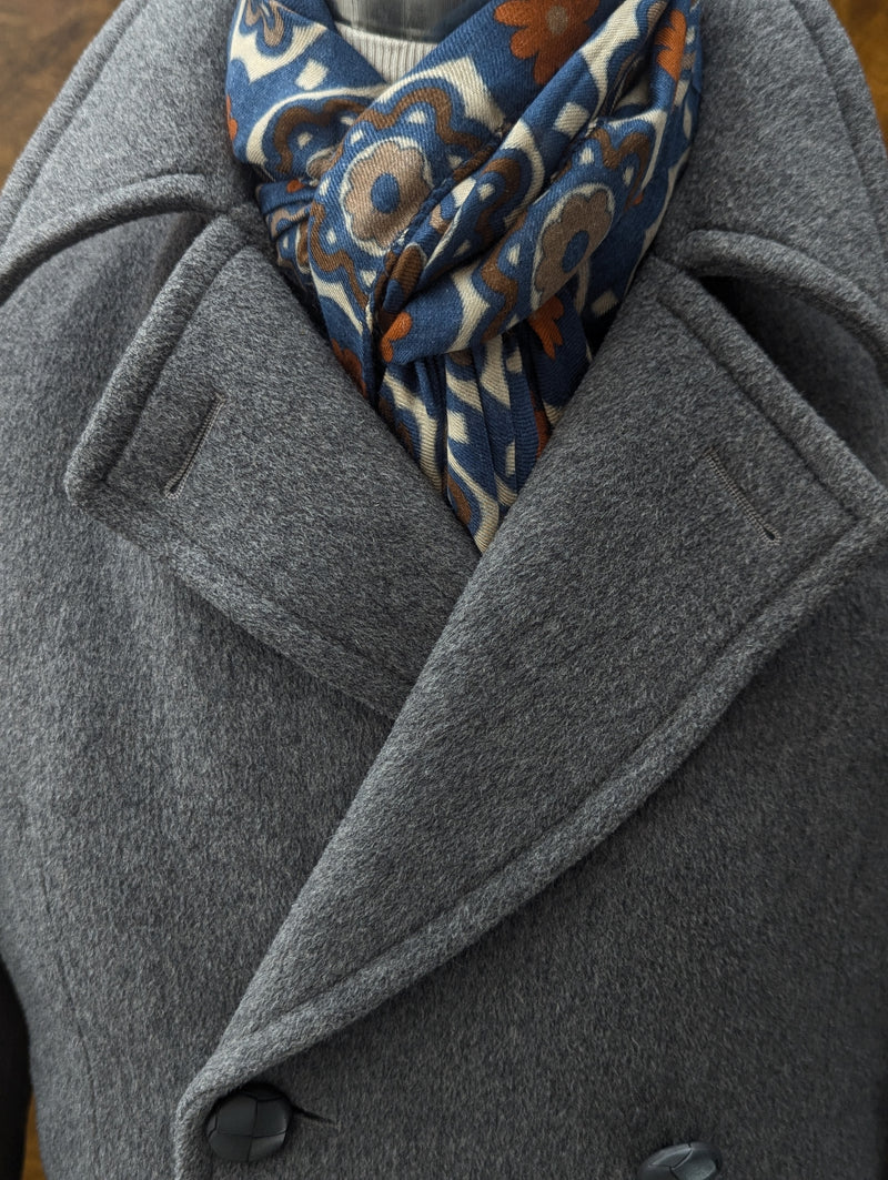 Battisti Scarf Air Force Blue Medallions Modal/Cashmere whisper