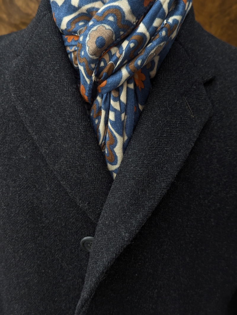 Battisti Scarf Air Force Blue Medallions Modal/Cashmere whisper