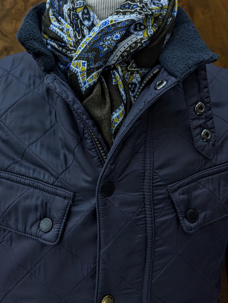 Battisti Scarf Blue/Brown Bandana Snowflake Modal/Cashmere whisper