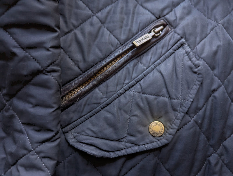 Barbour Jacket M/L Dull Midnight Blue Chelsea Padded Quilt Polyester