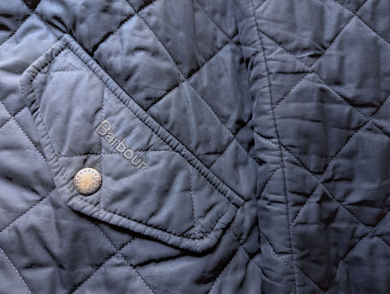 Barbour Jacket M/L Dull Midnight Blue Chelsea Padded Quilt Polyester