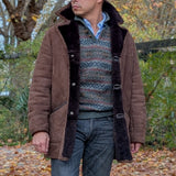 Vintage Baily's Leather Lamb Shearling Coat M/40 Soft Brown 3-Button