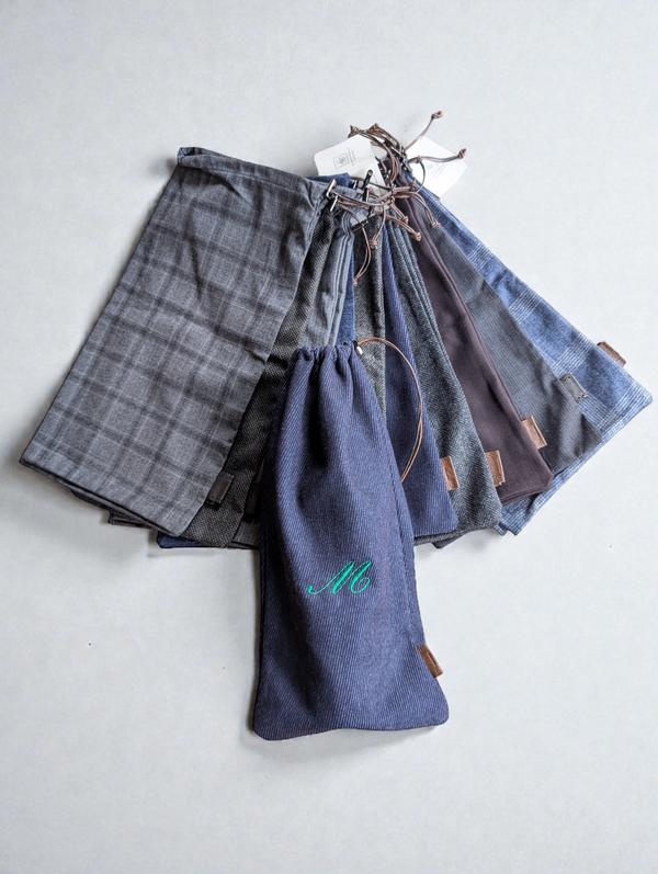 Sartorial Home Bottle/Gift Bags Limited Edition Custom Embroidered Monogram  Handmade in Pure Wool