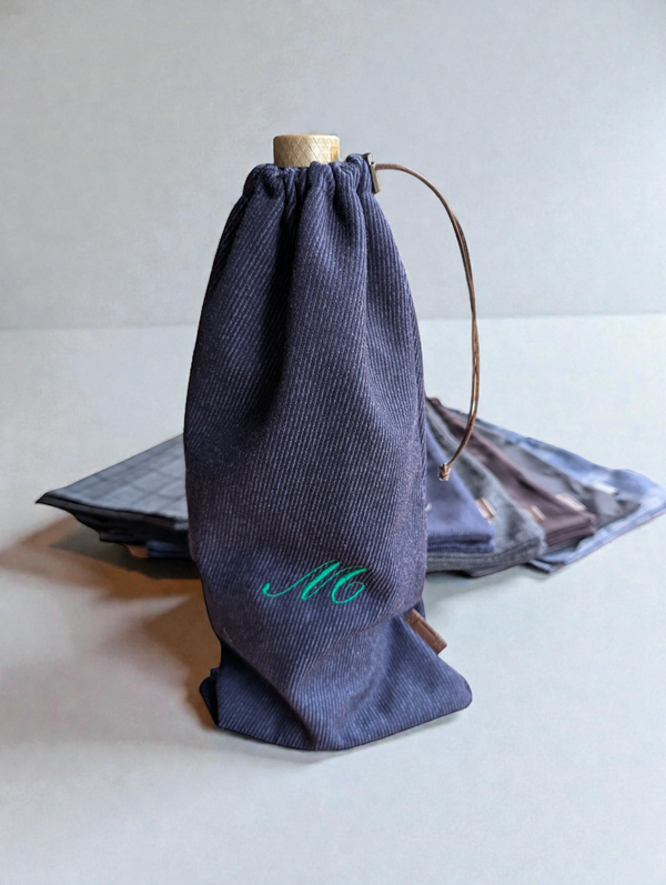 Sartorial Home Bottle/Gift Bags Limited Edition Custom Embroidered Monogram  Handmade in Pure Wool