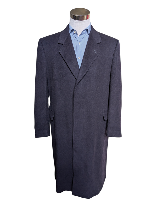 Vintage Berwin British Coat 46R Navy Blue Pure Cashmere