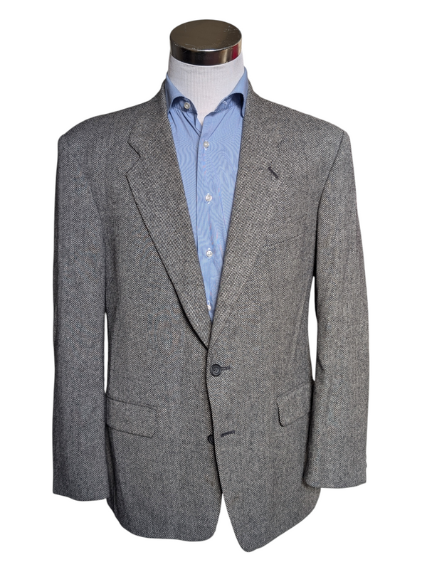 Vintage Marks & Spencer British Sport Coat 42R Black/White Herringbone 2-button Wool