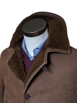 Vintage Antartex Scotland Leather Lamb Shearling Coat XL/44 Brown 4-Button