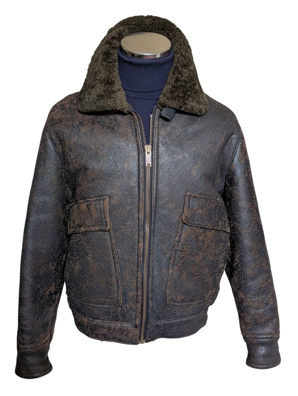 Vintage Morlands Leather British Shearling Bomber Jacket M/L Dark Brown