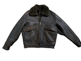 Vintage Morlands Leather British Shearling Bomber Jacket M/L Dark Brown