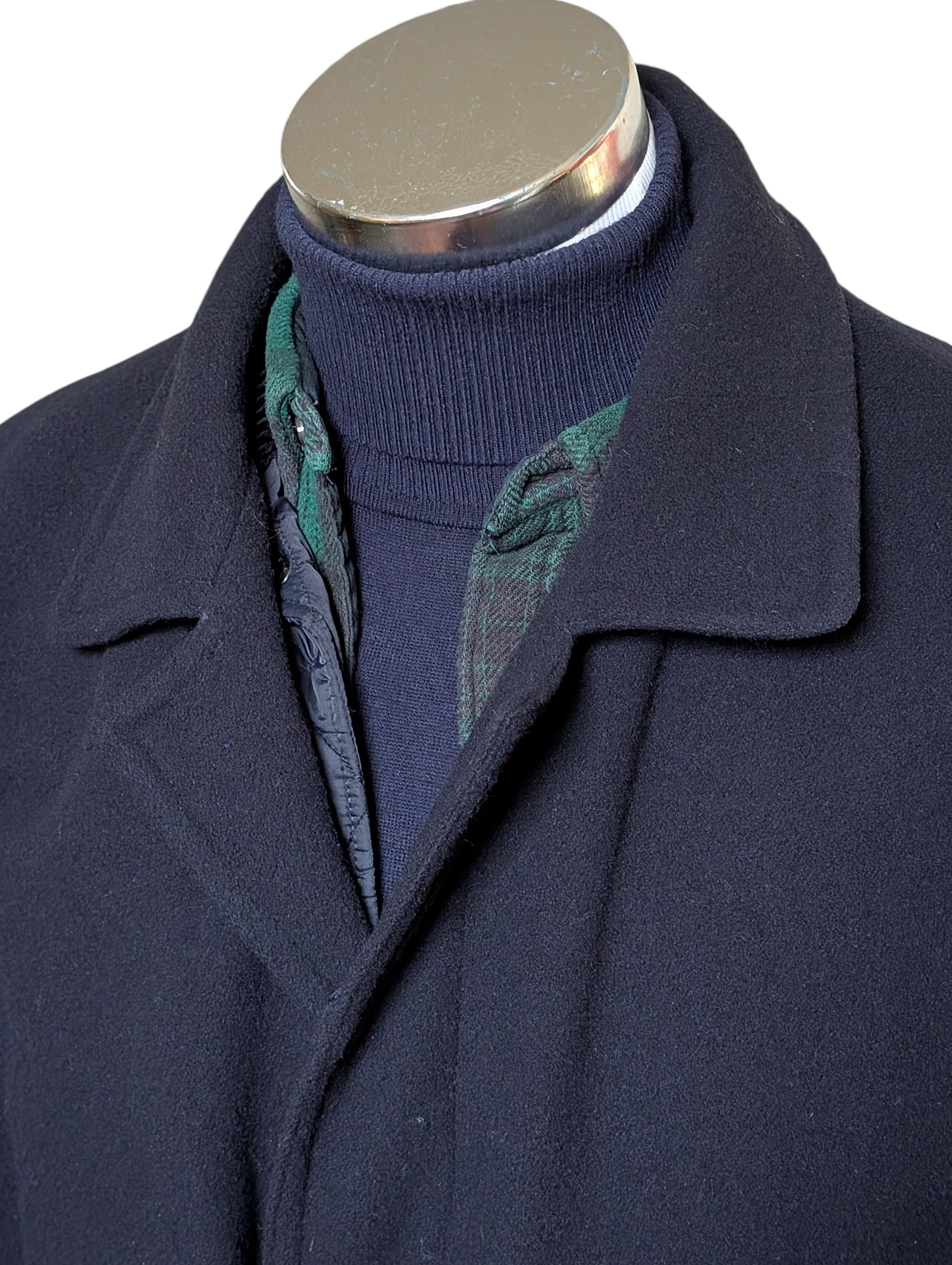 Vintage Rappson Sweden Belted Coat 42/44R Navy Blue Wool