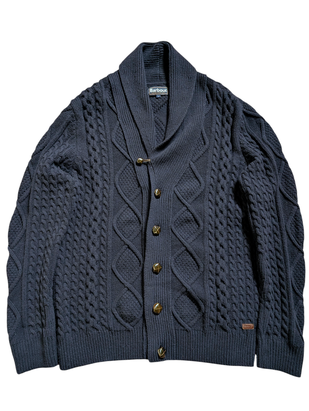Barbour Shawl Cardigan Sweater L Navy Thick Wool – eHABERDASHER