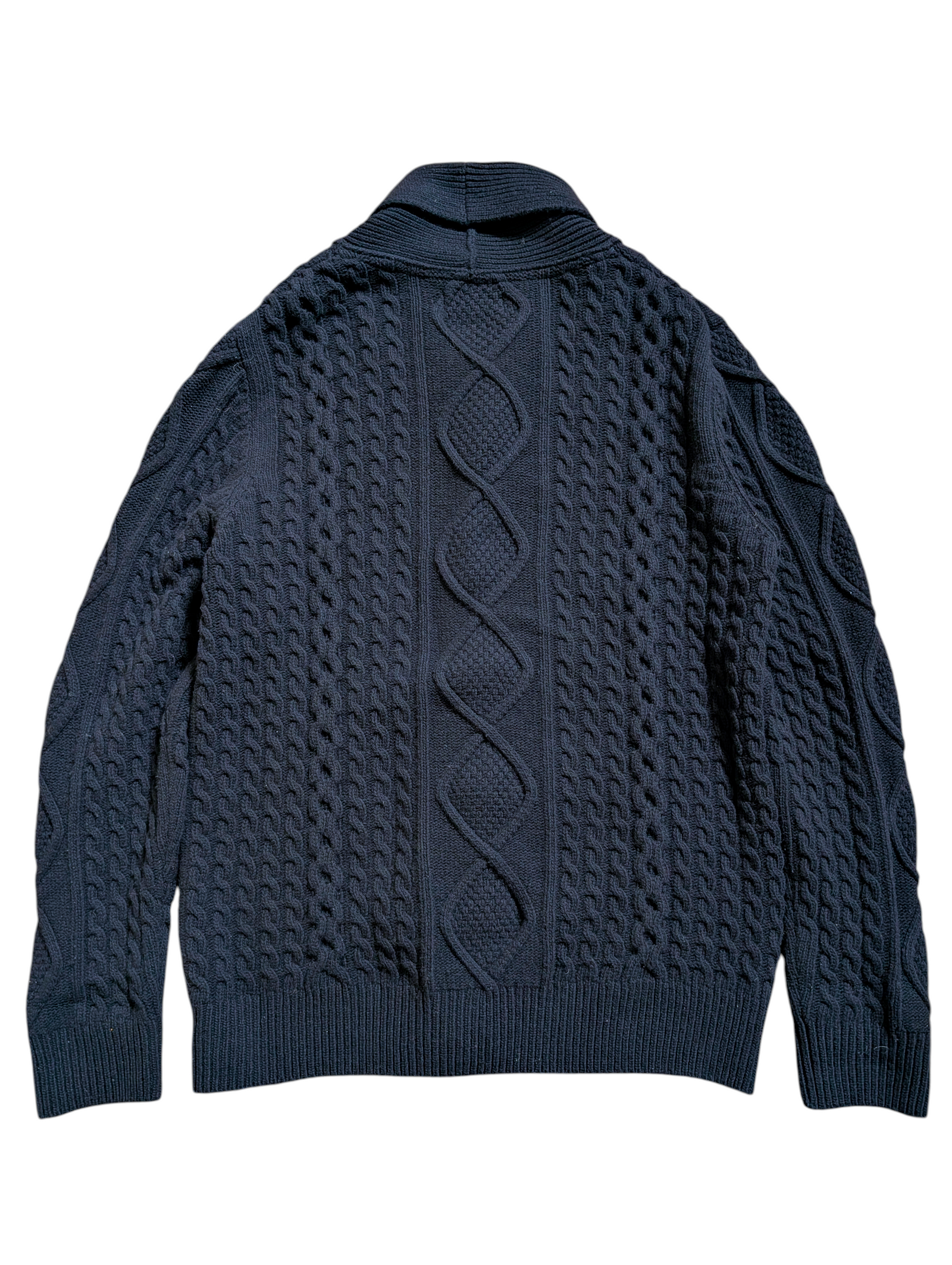 Barbour Shawl Cardigan Sweater L Navy Thick Wool – eHABERDASHER