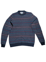 Marks & Spencer Sweater M Navy Burgundy Fair Isle Lambswool
