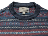 Marks & Spencer Sweater M Navy Burgundy Fair Isle Lambswool