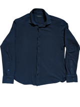 Zegna Polo Shirt S/48 Navy Blue Cotton Interlock