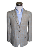 Brooks Brothers Sport Coat 38S Slim Grey Windowpane Silk/Linen/Wool