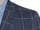 Marks & Spencer British Sport Coat 38 Navy Windowpane 2-button Linen/Cotton