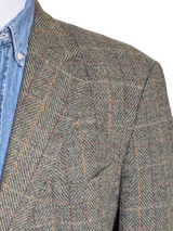 Vintage Marks & Spencer Harris Tweed Sport Coat 44L Rosemary Green 2-button Wool